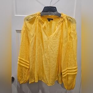 NWT Zac & Rachel Habanero Gold Yellow Lace Embroidered Boho Top Medium